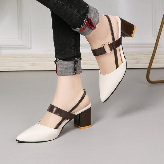 Women's Pointed Toe Block High Heel Sandals