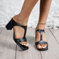Square Toe Chunky Heel Fashion Slippers