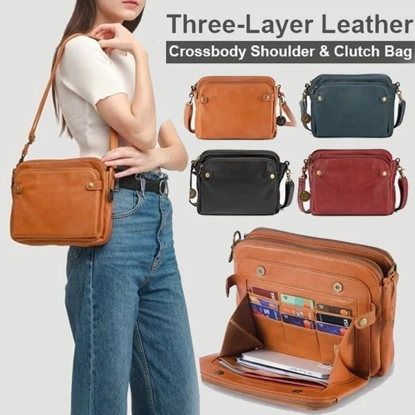 Three-Layer Leather Clutch Bag【Christmas Sale】