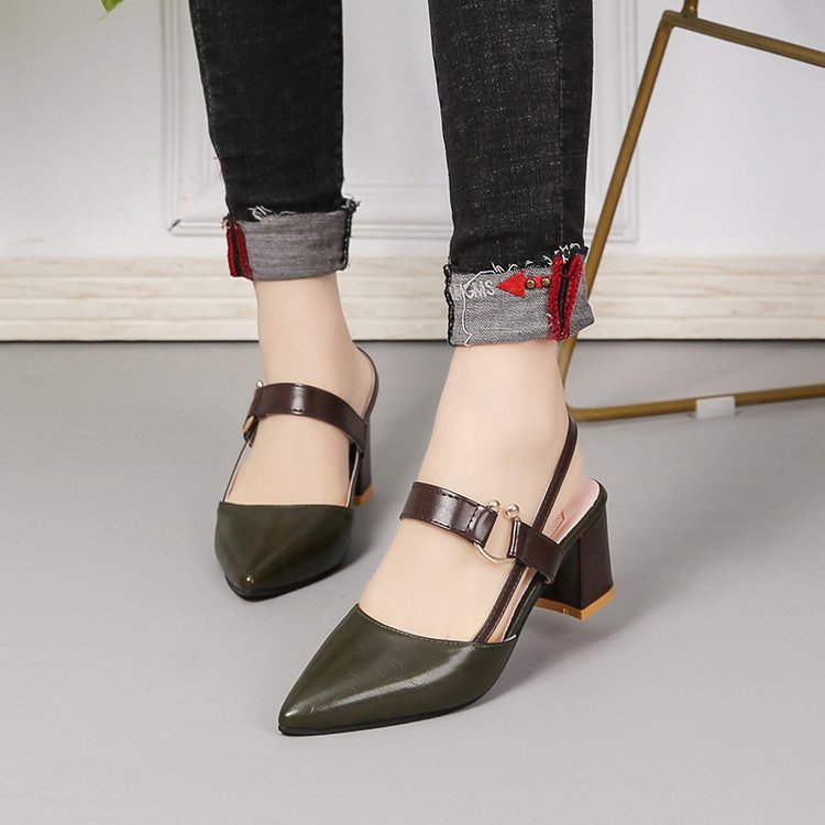 Women's Pointed Toe Block High Heel Sandals
