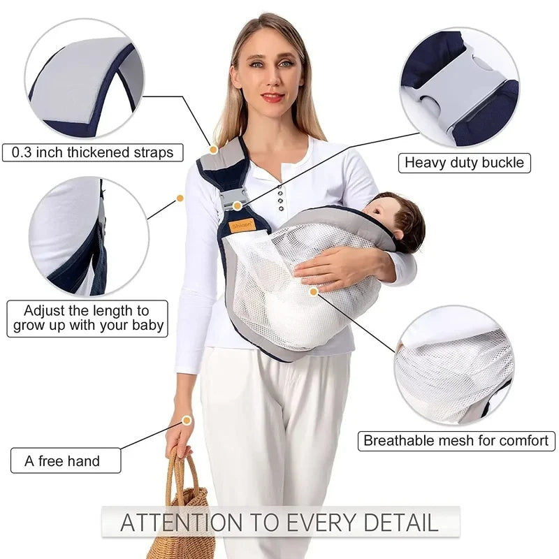 Easy Pain-Free Snap-On Baby Sling Carrier