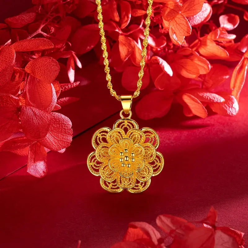 Multilayer Flower Gold Plated Necklace