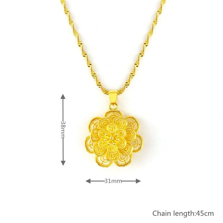 Multilayer Flower Gold Plated Necklace