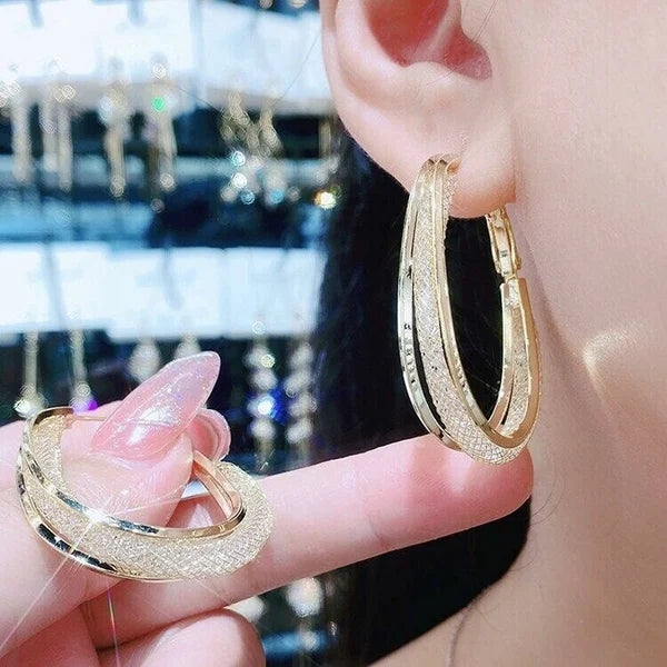 Fashion Golden Oval Earrings