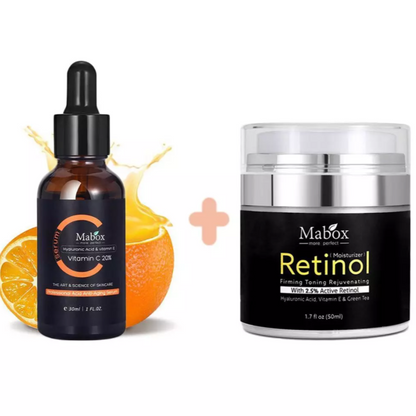 Mabox Vitamin C Serum + Mabox 2.5% Retinol Moisturizer Face Cream