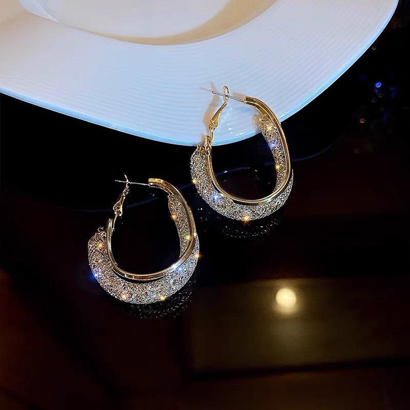 Fashion Golden Oval Earrings